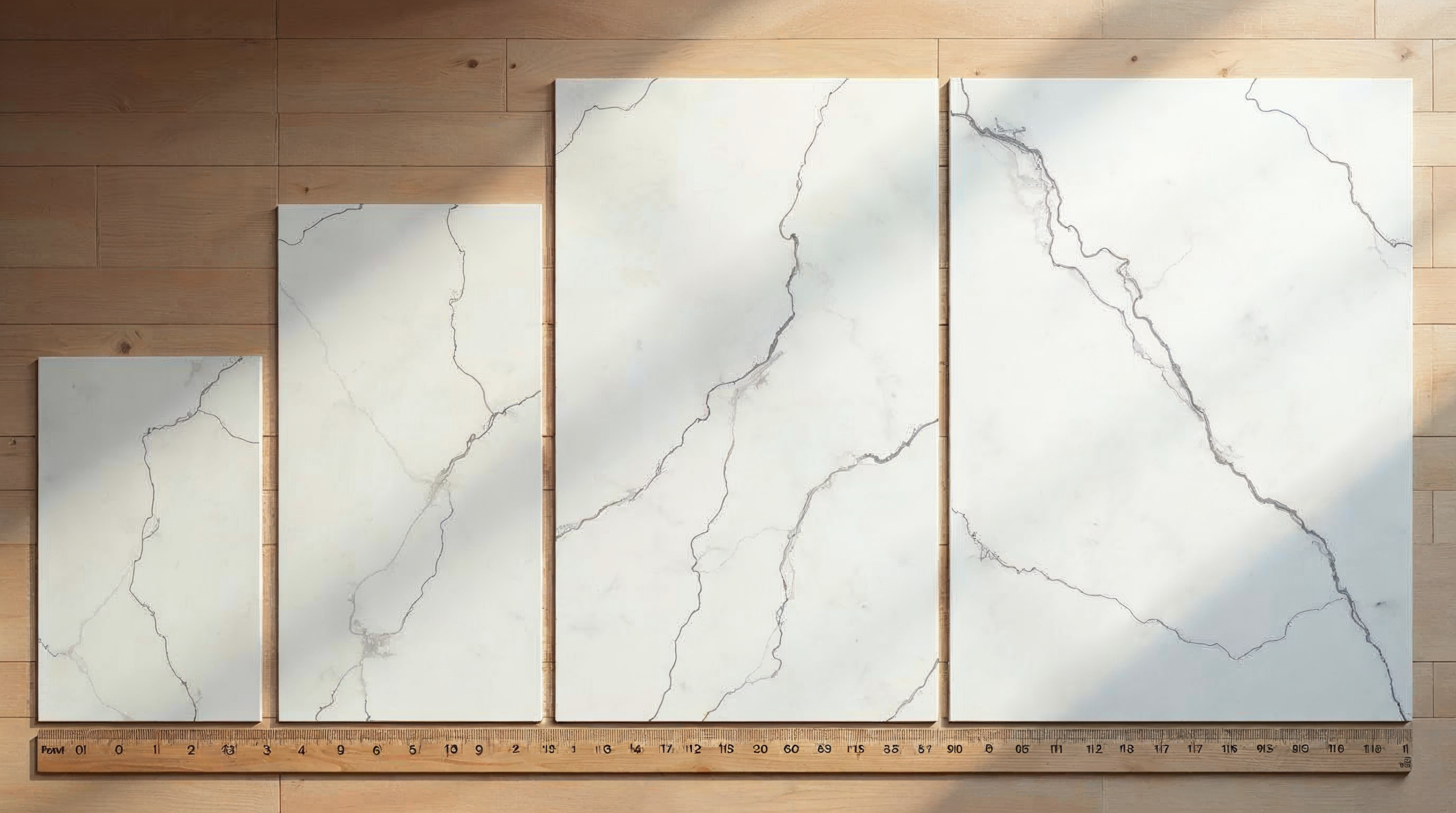 Verschiedene Fliesenformate nebeneinander zum Größenvergleich