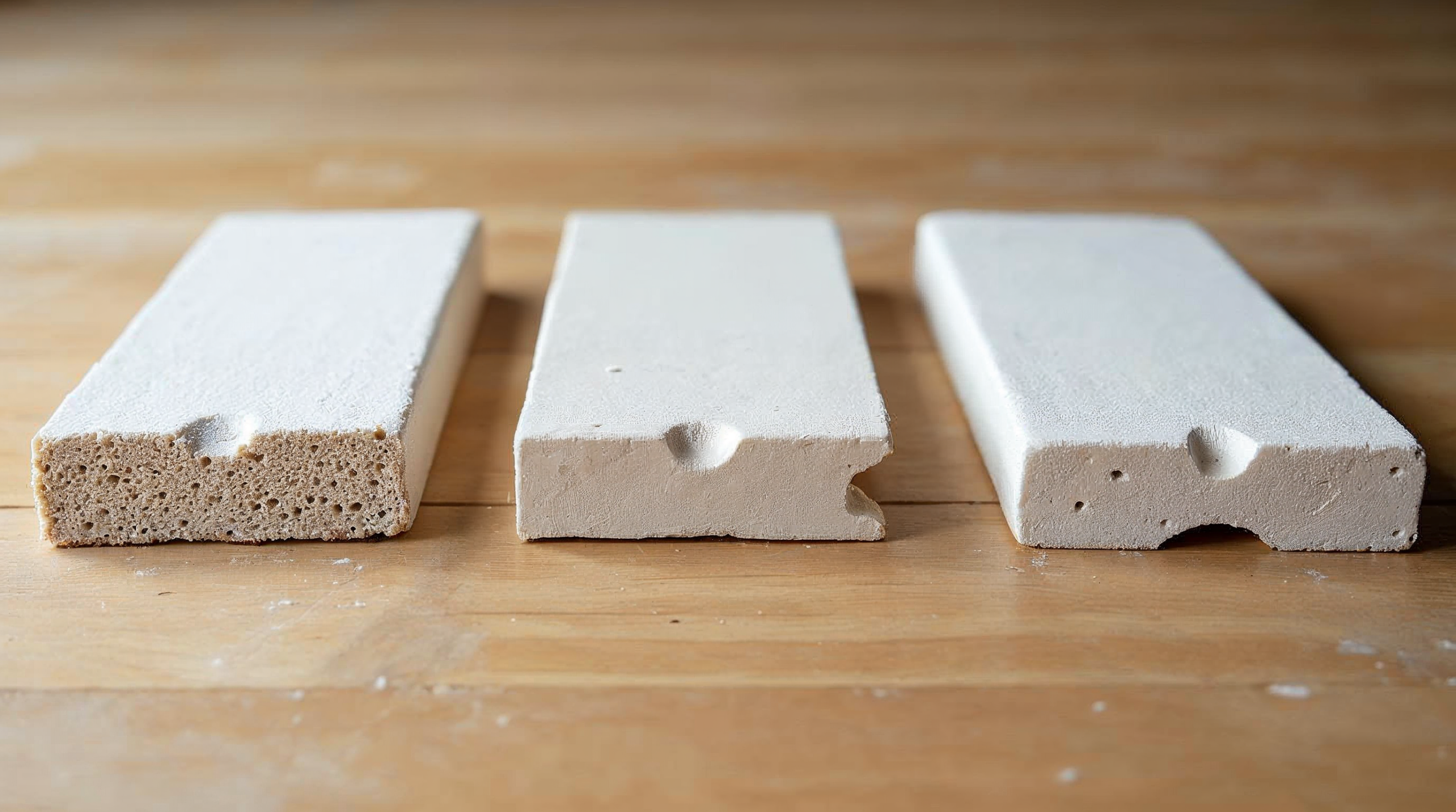 Vergleich Steingut Steinzeug Feinsteinzeug in drei Tile-Querschnitten