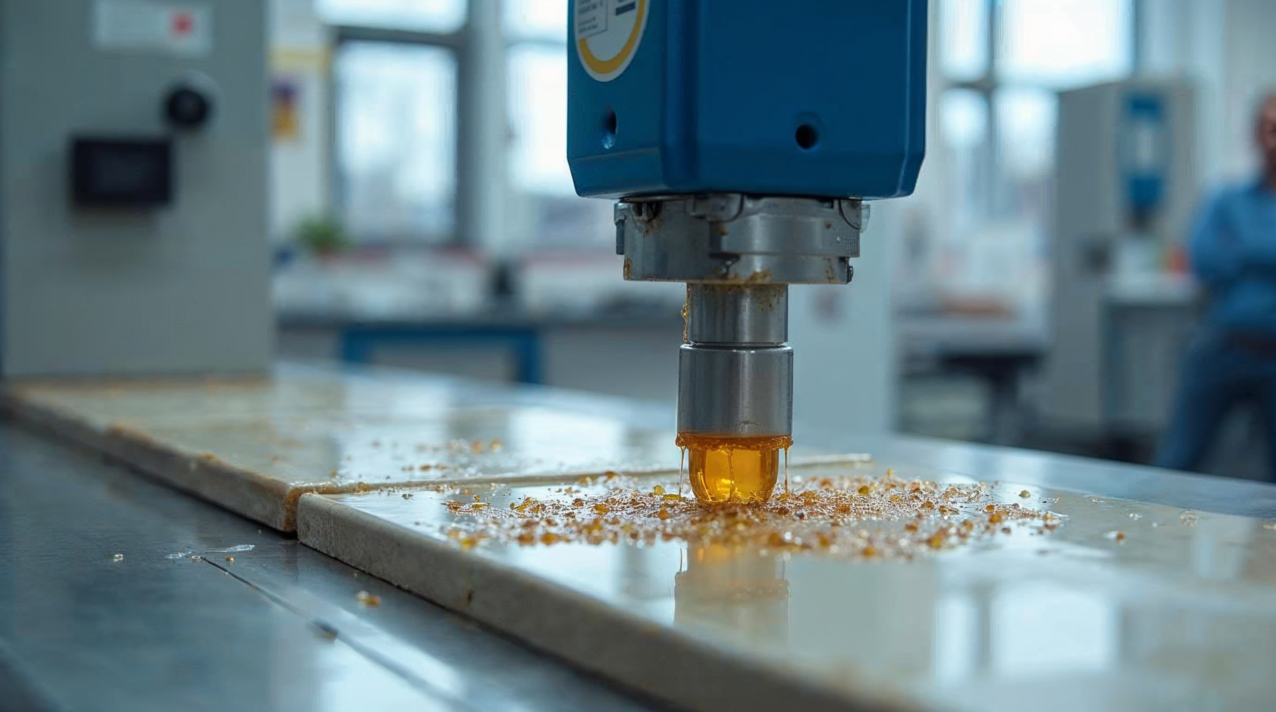 Prüfstand zur Messung der Rutschhemmung nach DIN 51130