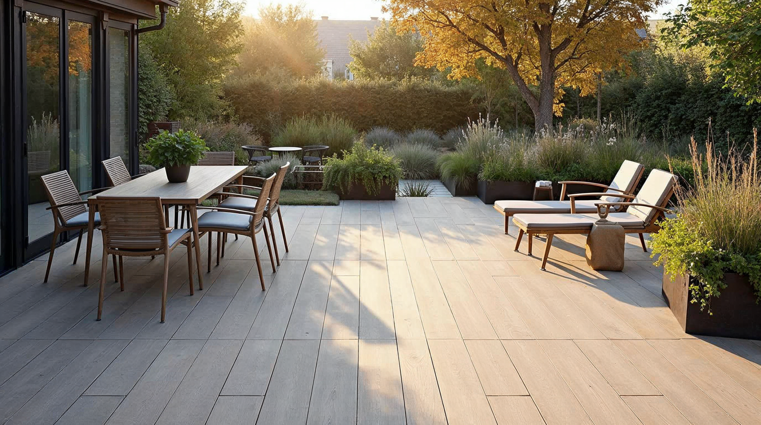 Bremer Terrasse mit frostbeständigen Holz-Optik-Fliesen