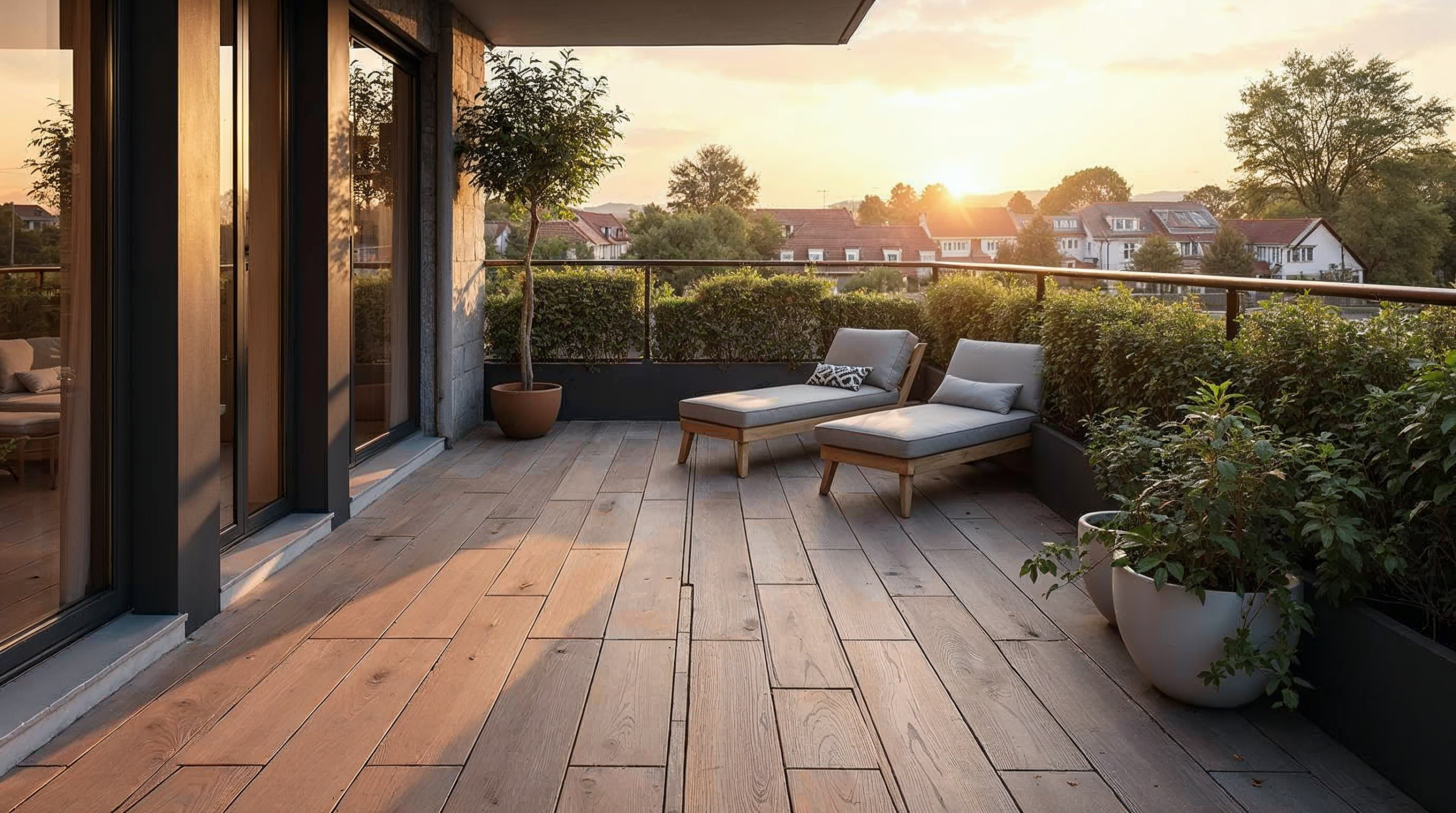 Bremer Balkon mit Holz-Optik-Terrassenfliesen