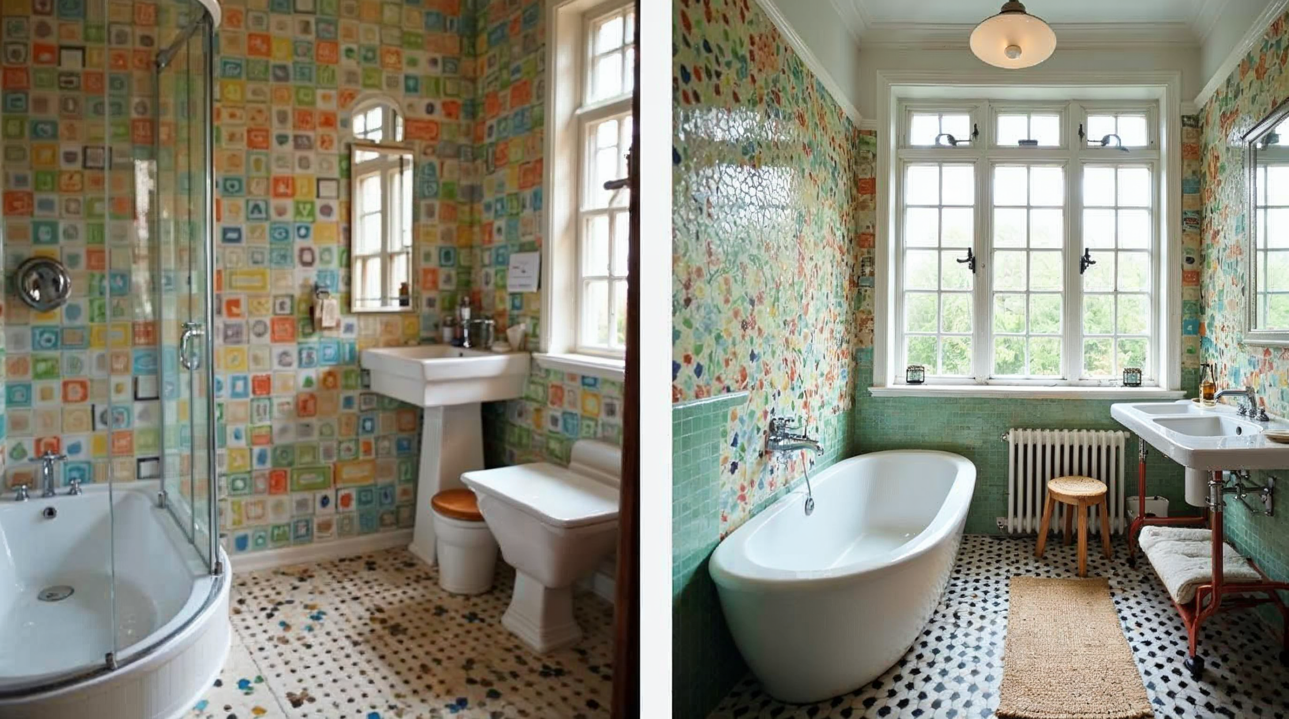 Veraltete Fliesen-Designs aus früheren Jahrzehnten