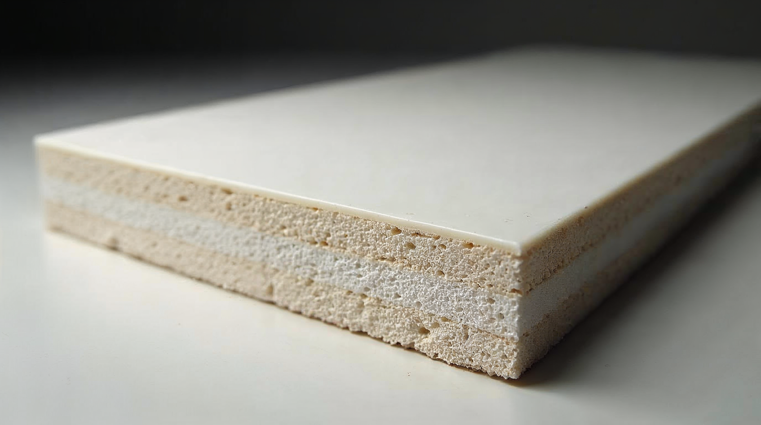 Querschnitt einer Fliese zeigt gleichmässige Dicke