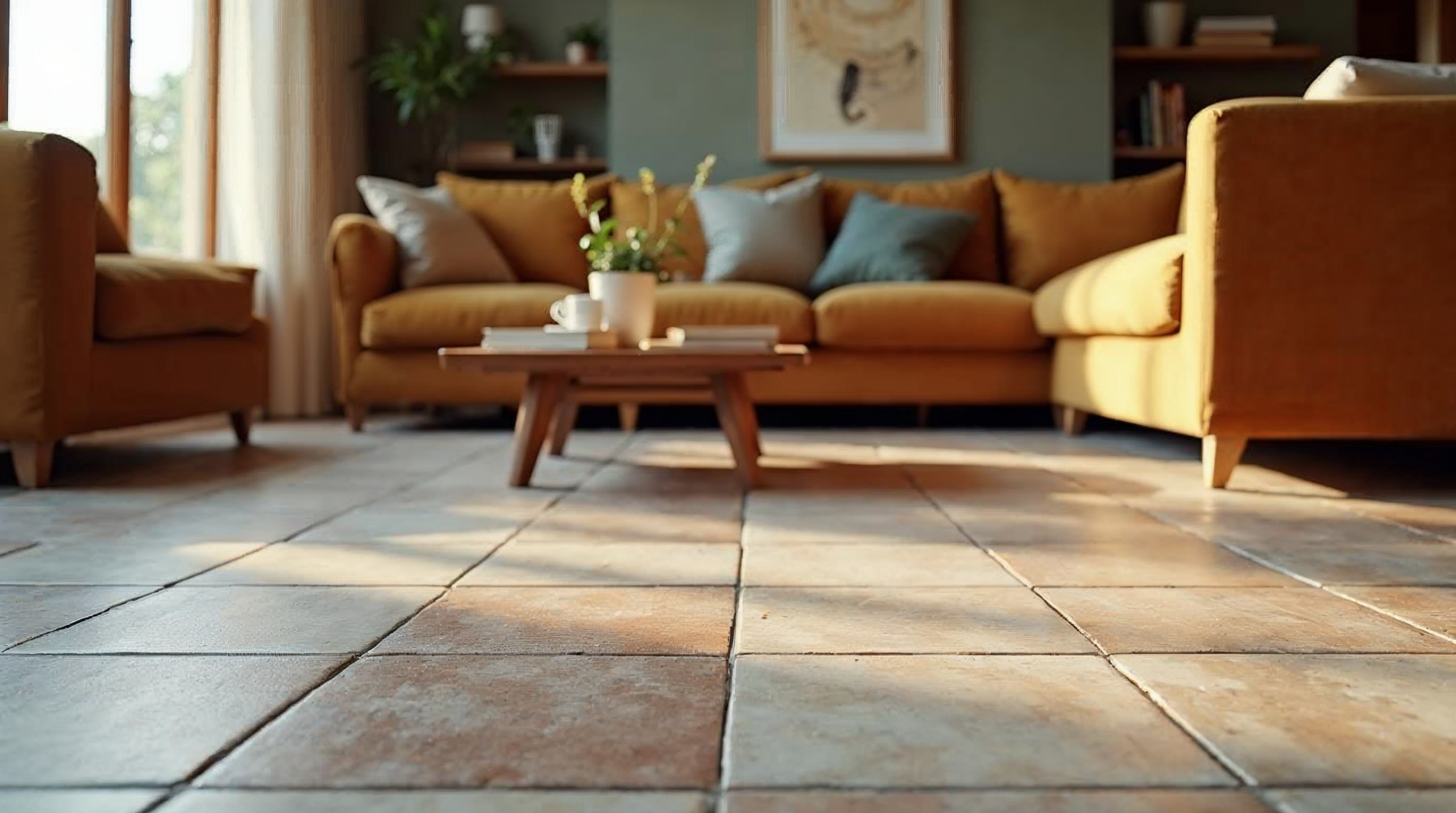 Musterfliese im Raum getestet