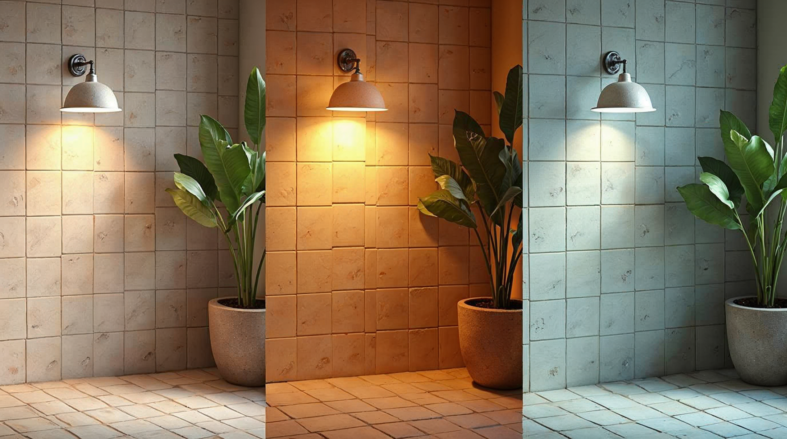 Fliesenmuster bei verschiedenen Lichtverhältnissen