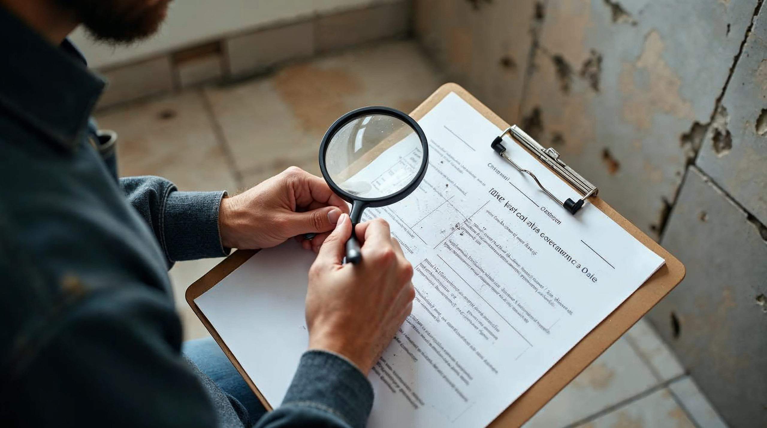 Kunde prüft Fliesen auf Mängel