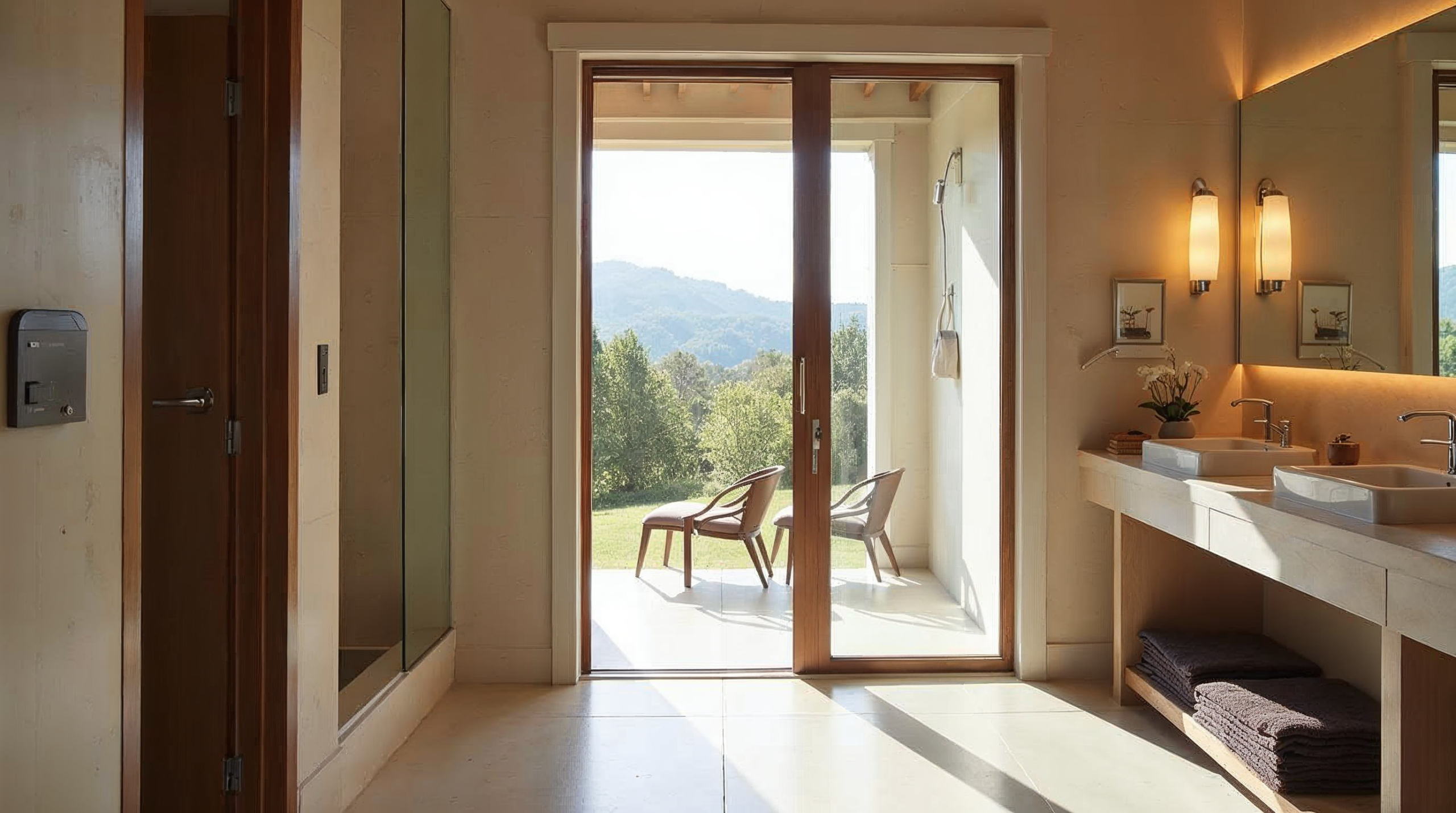 Barrierefreie breite Tür ohne Schwelle