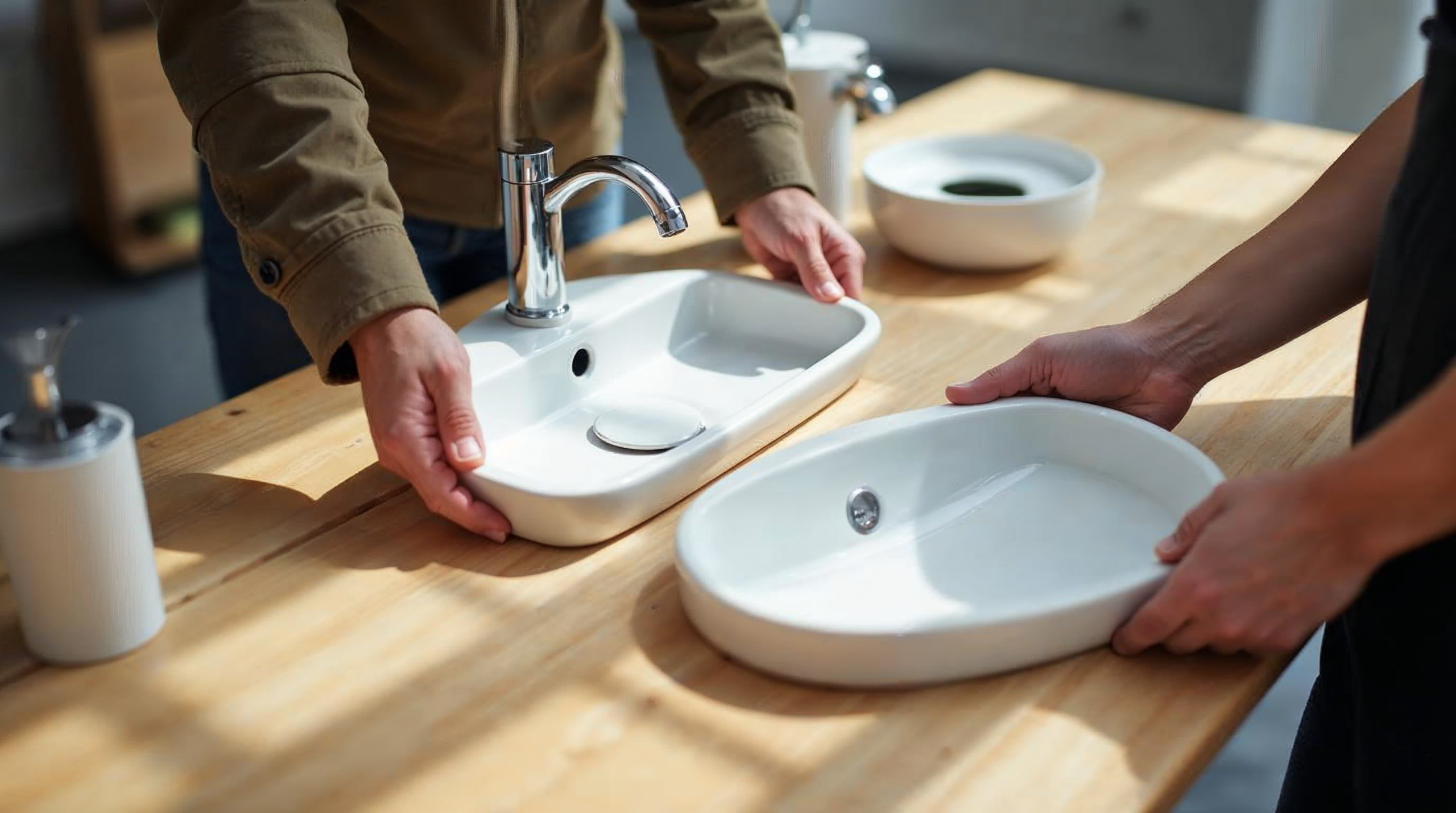 Sanitär-Muster im Showroom: WC, Waschtisch und Armaturen im Vergleich