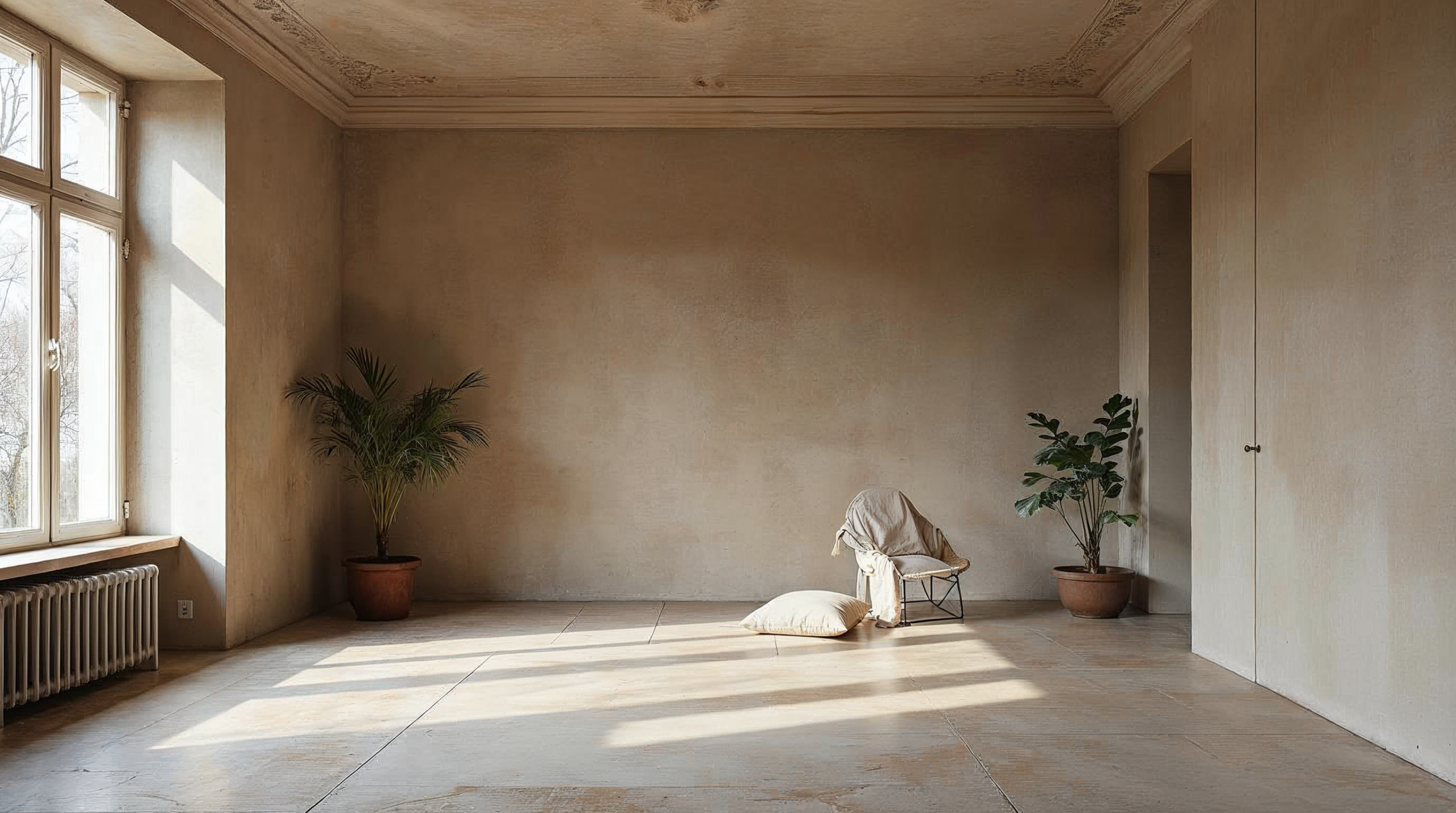 Renovierter Bremer Altbau mit modernen Grossformat-Fliesen und historischem Stuck