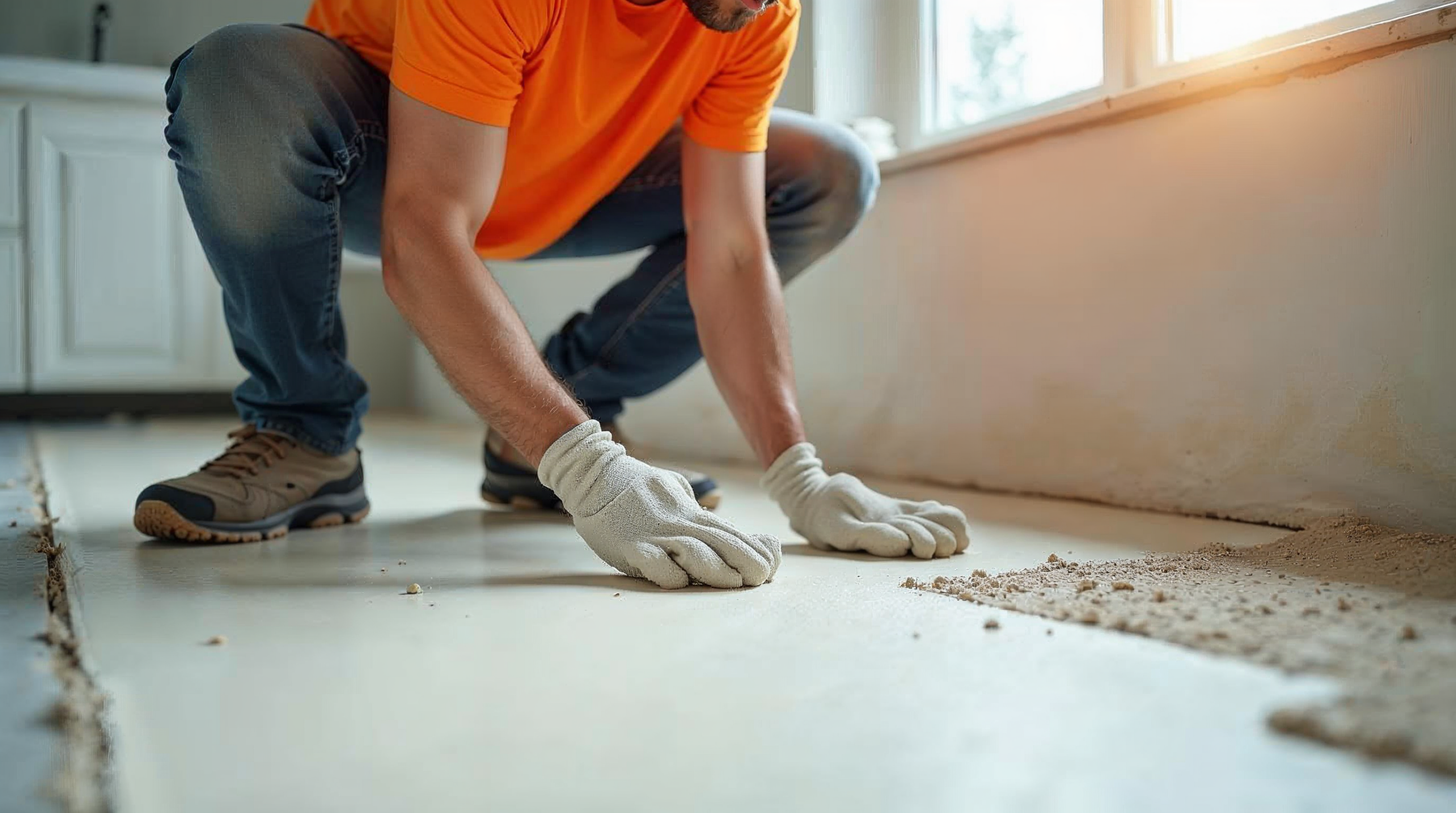 Vorbereitung der Badsanierung mit Grundierung und Ausgleichsmasse