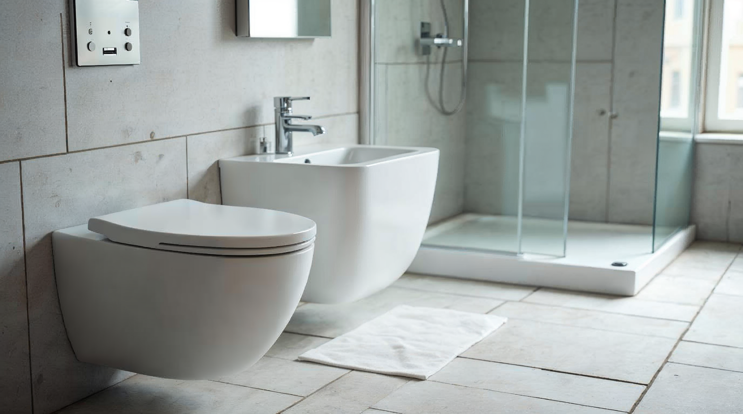 Sanitärobjekte für die Montage bereit