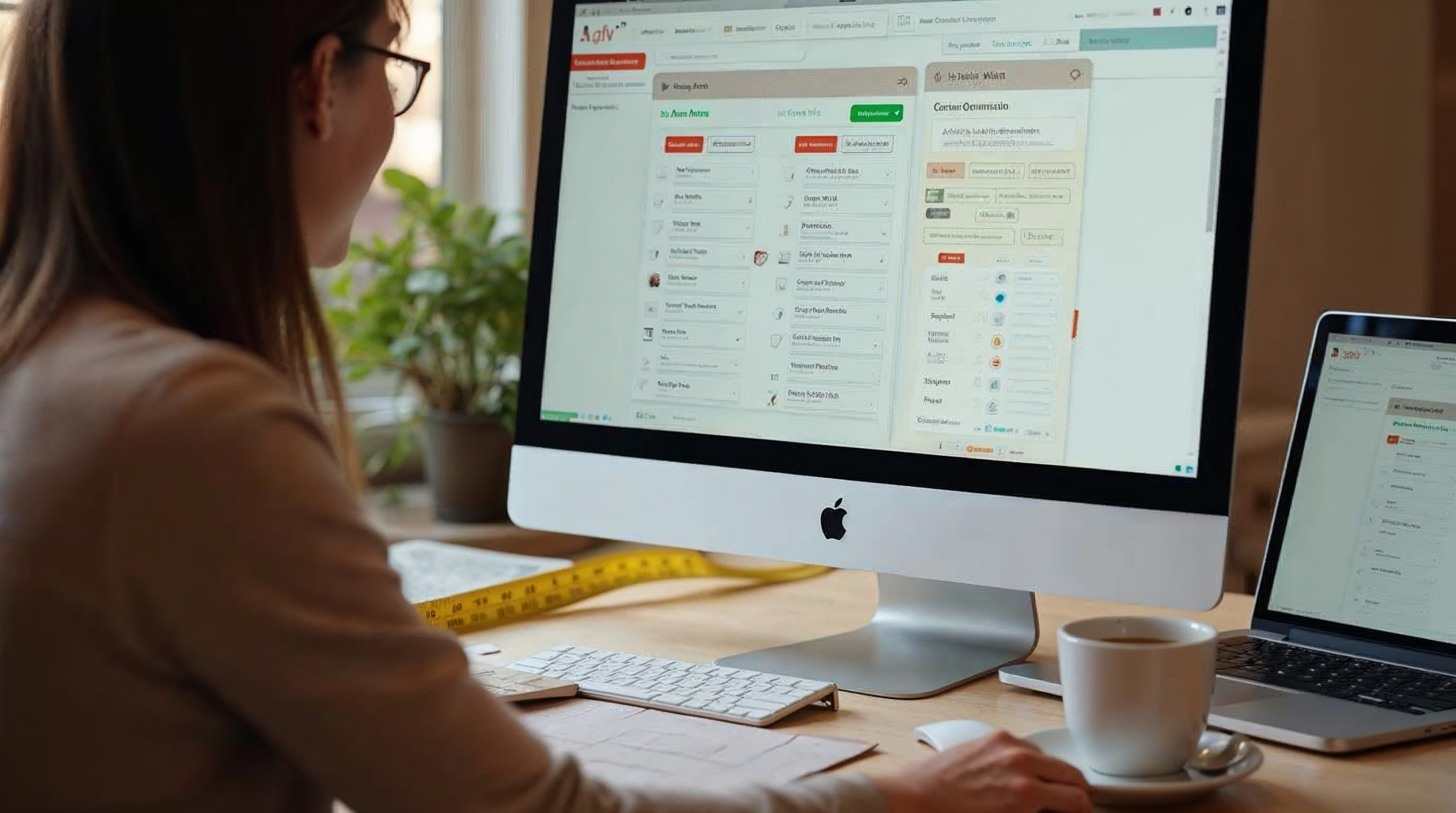 Online-Fliesenrechner auf dem Laptop mit Ergebnissen