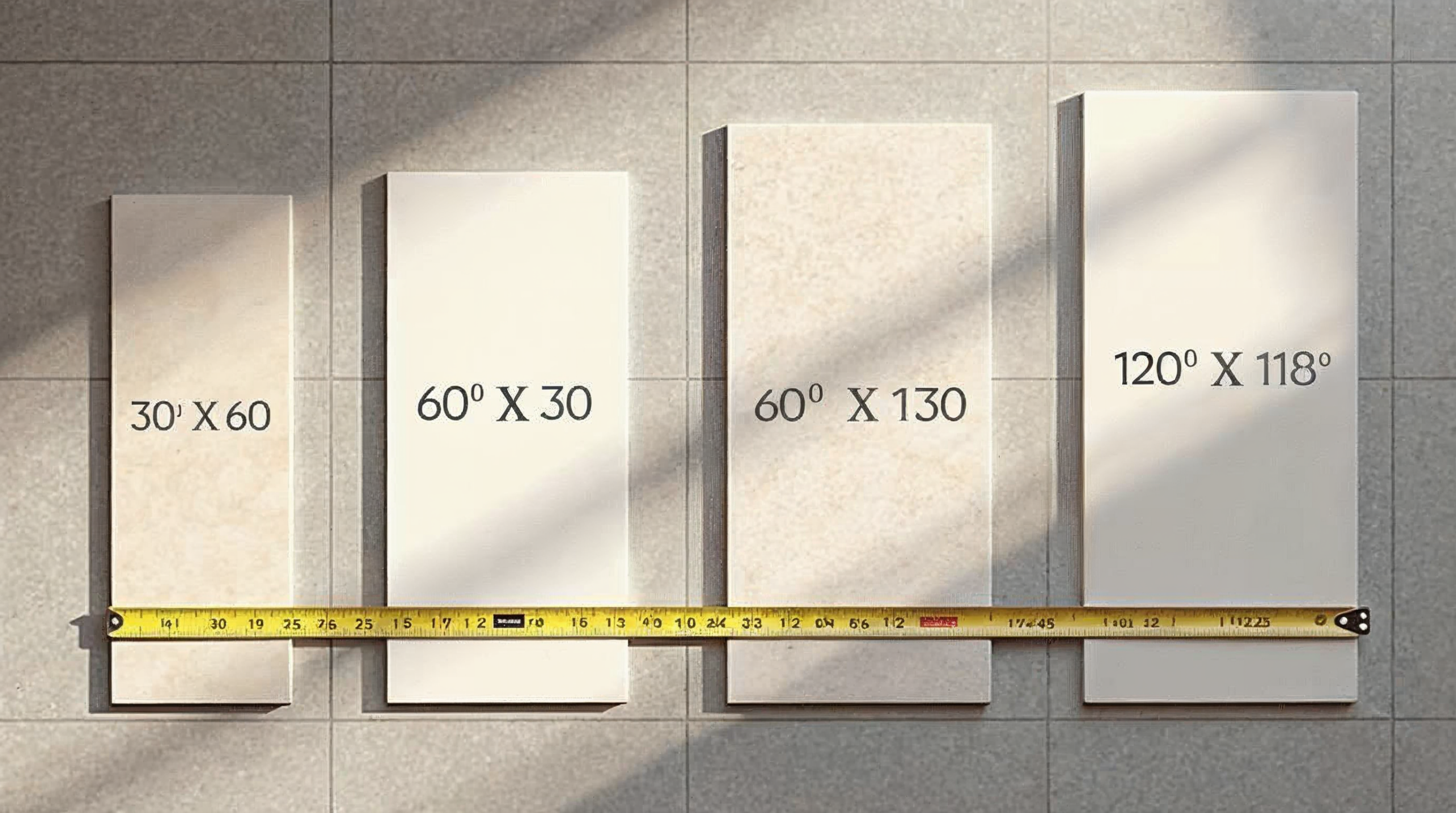 Verschiedene Fliesenformate im Grössenvergleich