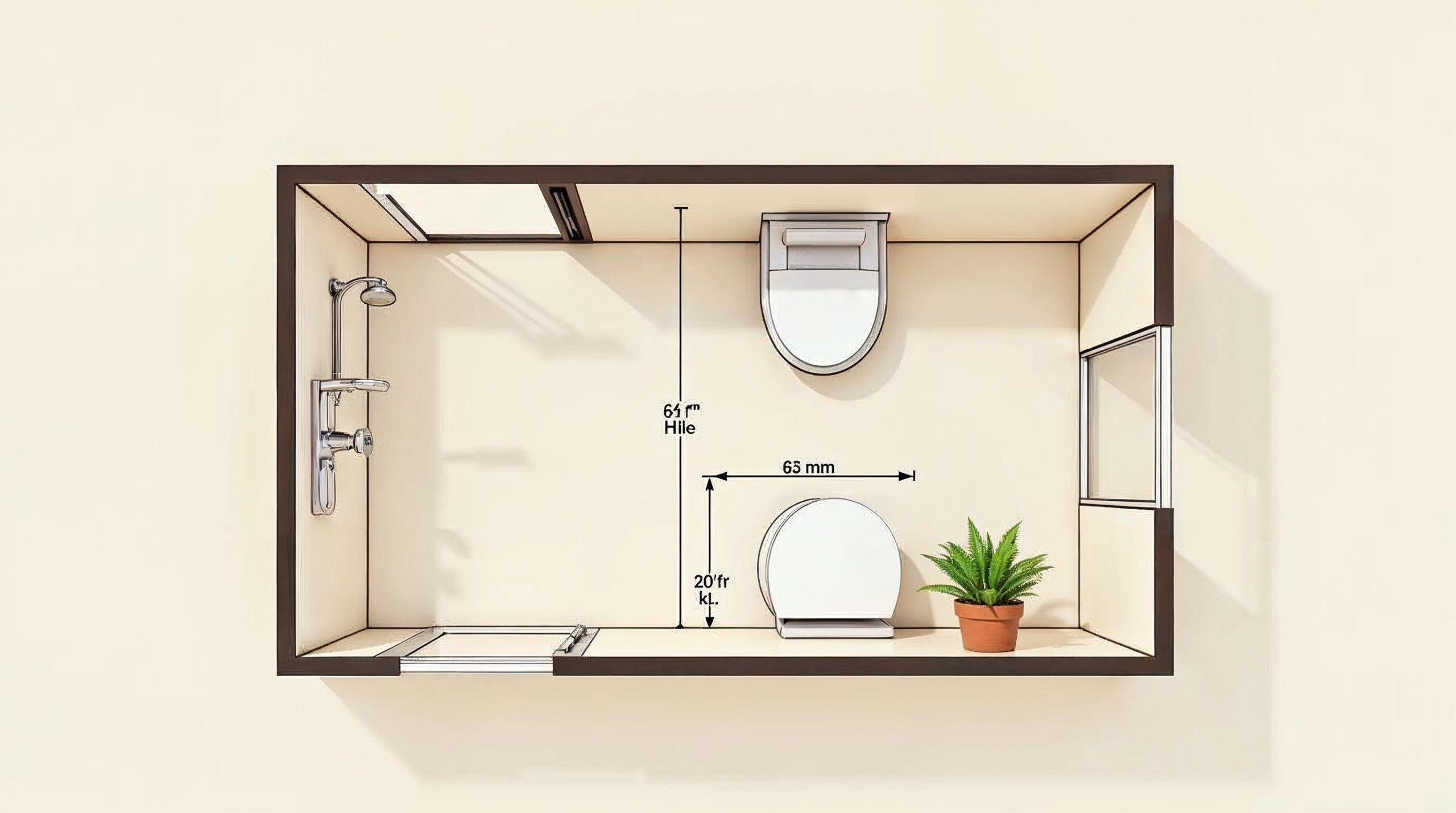 Grundriss kleines Bad mit optimierter Raumaufteilung